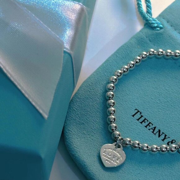 Tiffany&Co. Please Return to Sterling Silver Heart Tag Bracelet 7.5